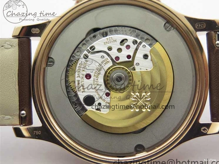 MIROTIME 0323 Calatrava 5524R Pilot Travel Time RG GRF Brown Dial on Brown Leather Strap MIYOTA TopPick 7155